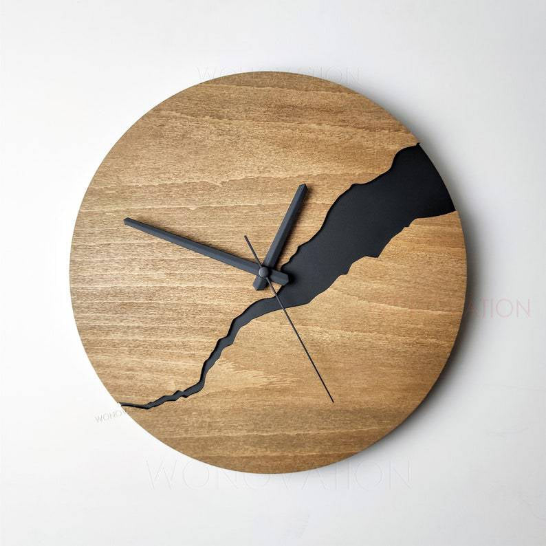 Scandinavische Abstracte Houten Wandklok (30 cm)