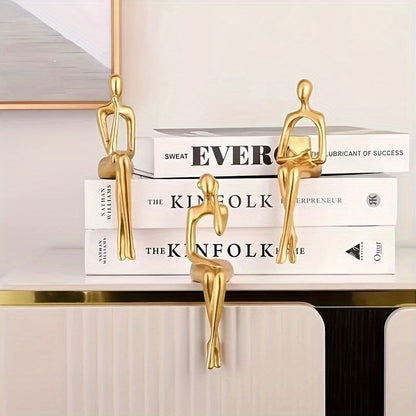 ThinkGold Sculpturen – Set van 3 Gouden Harsfiguren voor Moderne Woondecoratie