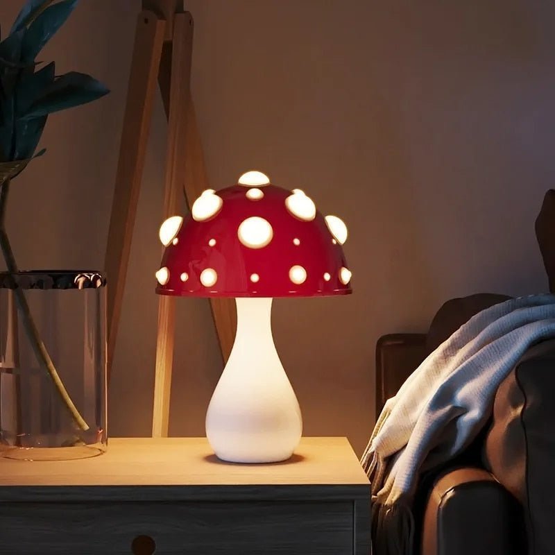 Paddenstoelvormige LED-tafellamp met dimbaar licht en moderne uitstraling