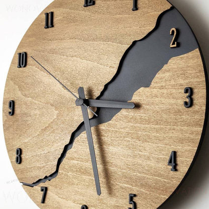 Scandinavische Abstracte Houten Wandklok (30 cm)