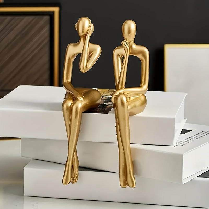 ThinkGold Sculpturen – Set van 3 Gouden Harsfiguren voor Moderne Woondecoratie