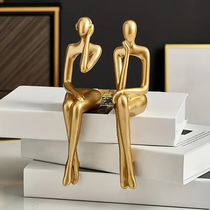 ThinkGold Sculpturen – Set van 3 Gouden Harsfiguren voor Moderne Woondecoratie