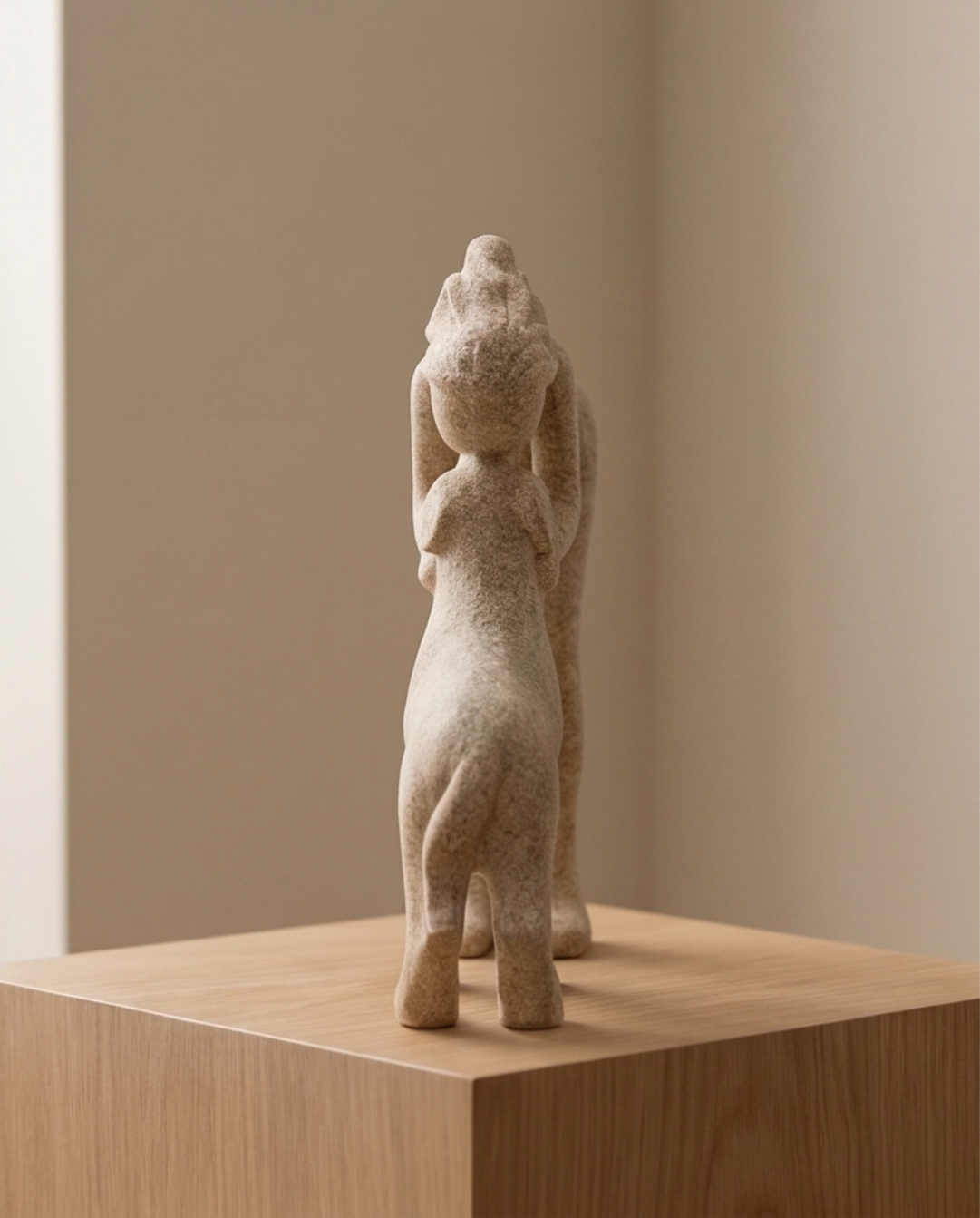 Abstract Beeldje Hars – Modern Decoratief Sculptuur | Vrouw kust Hond