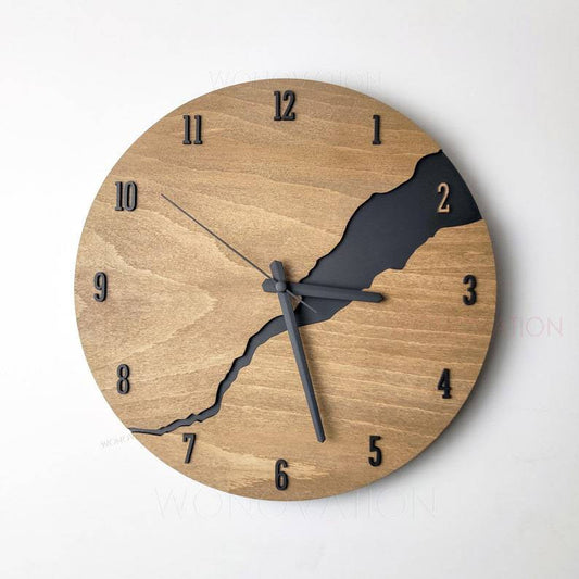 Scandinavische Abstracte Houten Wandklok (30 cm)