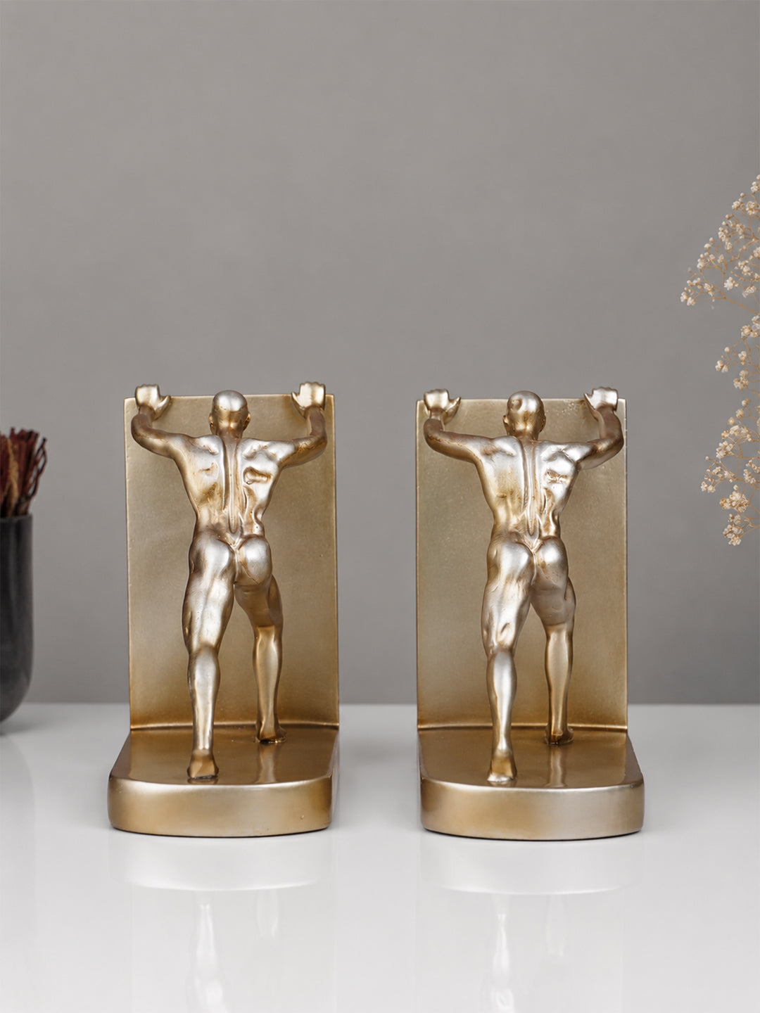 Gold Human Figure Bookends