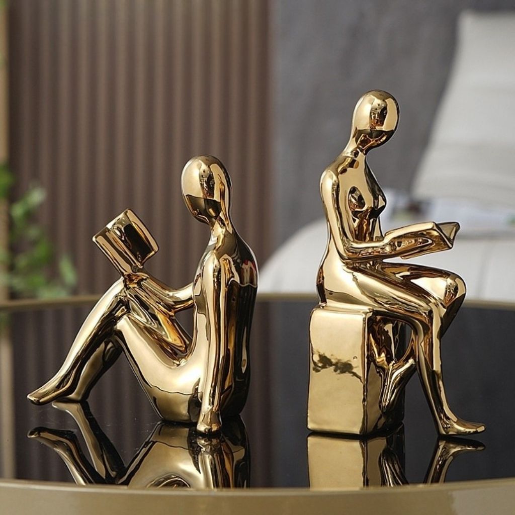 LumiRead Sculptuur Boekensteun Set – Moderne Elegantie voor een Stijlvolle Boekenkast
