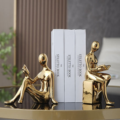 LumiRead Sculptuur Boekensteun Set – Moderne Elegantie voor een Stijlvolle Boekenkast