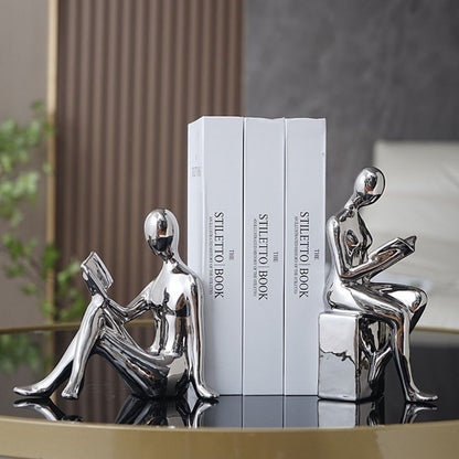 LumiRead Sculptuur Boekensteun Set – Moderne Elegantie voor een Stijlvolle Boekenkast