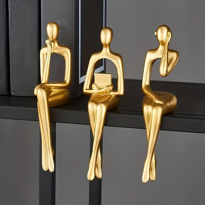 ThinkGold Sculpturen – Set van 3 Gouden Harsfiguren voor Moderne Woondecoratie