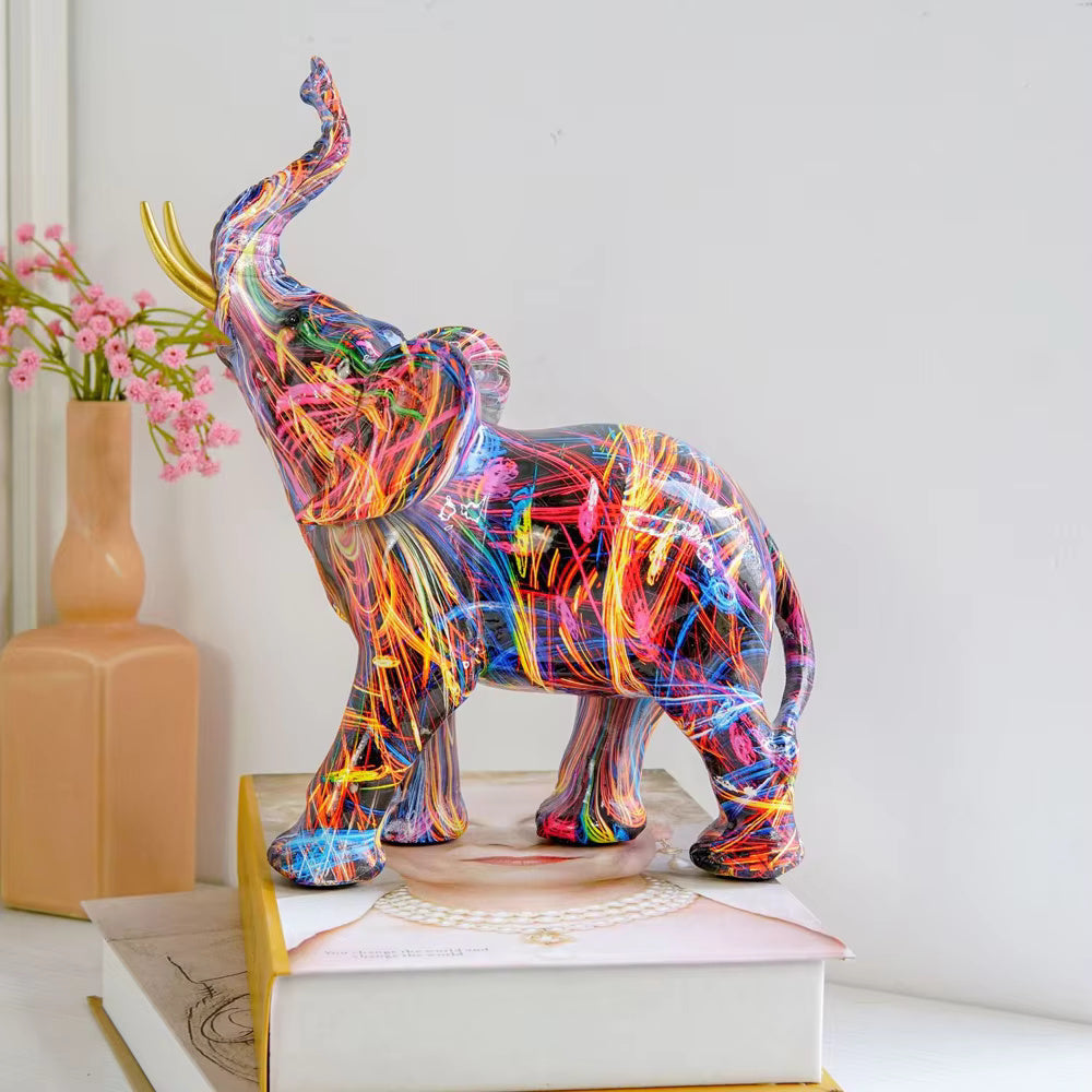 Artistieke Kleurrijke Olifant Graffiti Beeldje