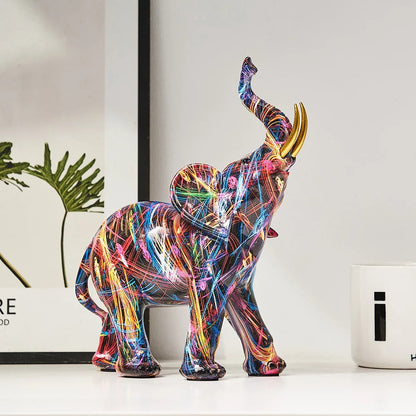 Artistieke Kleurrijke Olifant Graffiti Beeldje